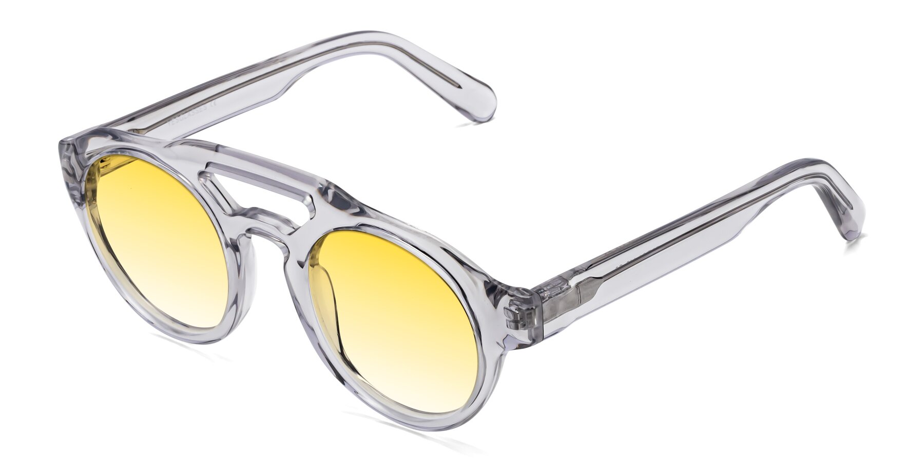 Angle of Crown in Light Gray with Yellow Gradient Lenses