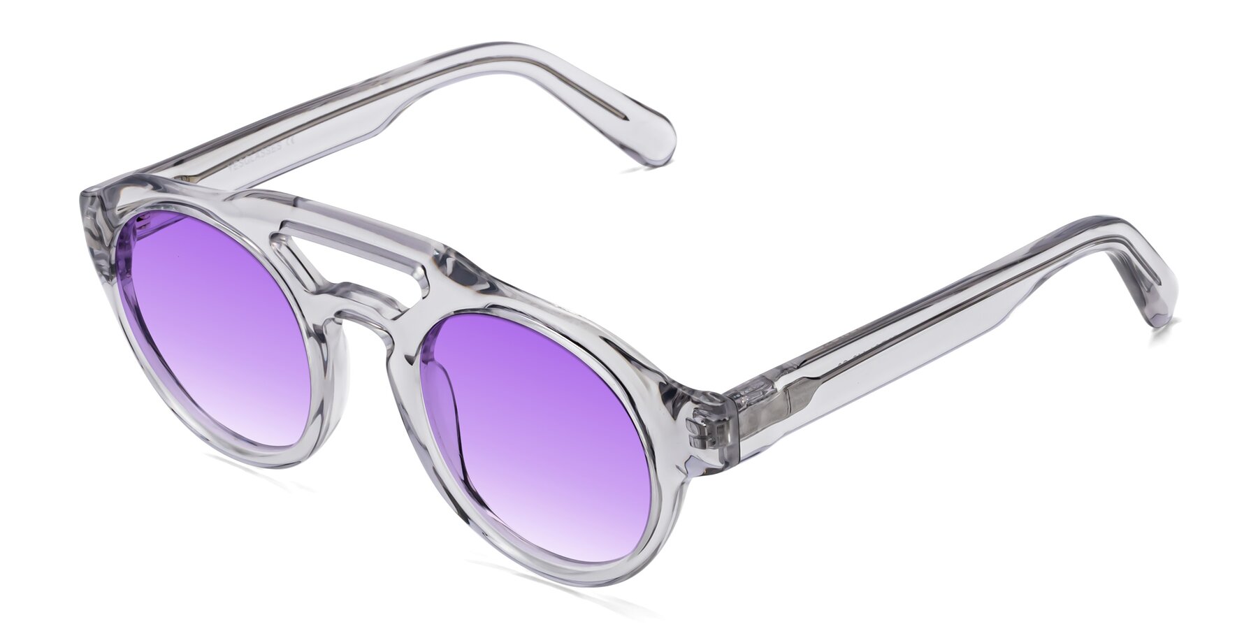 Angle of Crown in Light Gray with Purple Gradient Lenses