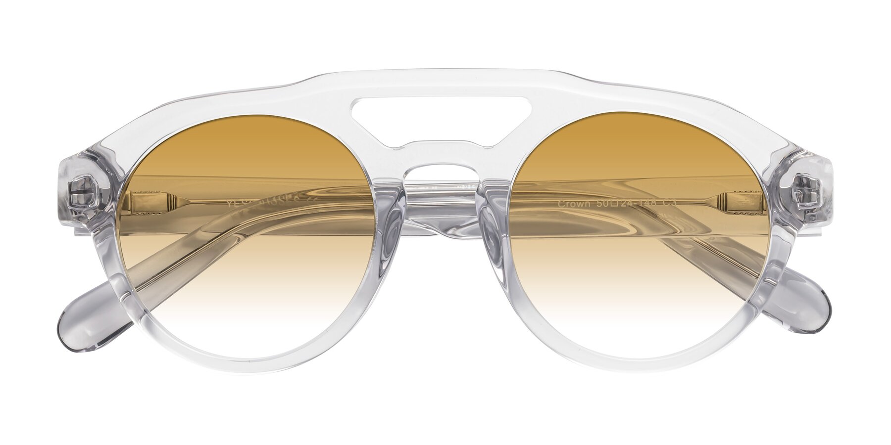 Folded Front of Crown in Light Gray with Champagne Gradient Lenses