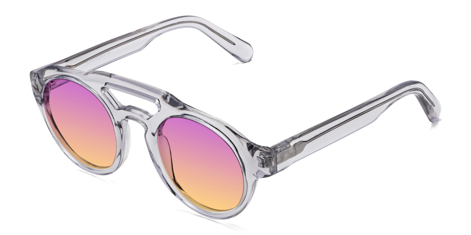 Angle of Crown in Light Gray with Purple / Yellow Gradient Lenses