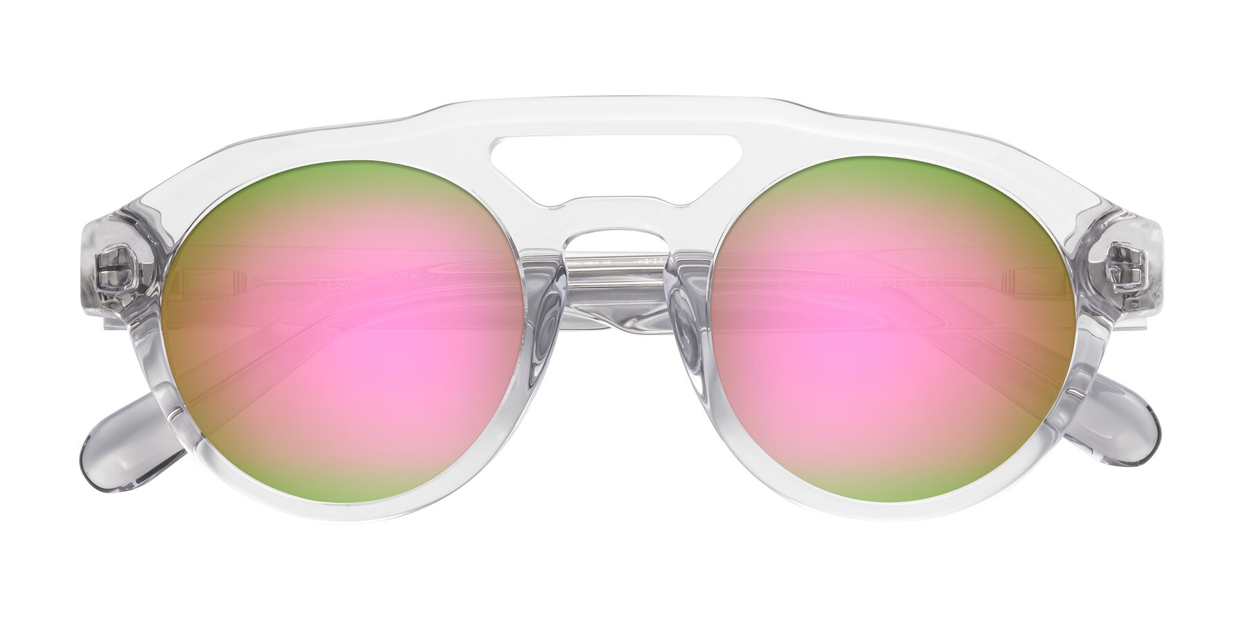 Folded Front of Crown in Light Gray with Pink Mirrored Lenses