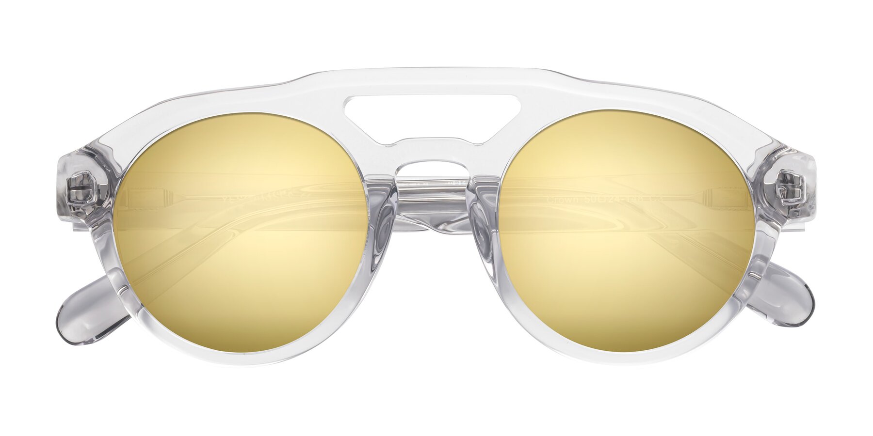 Folded Front of Crown in Light Gray with Gold Mirrored Lenses