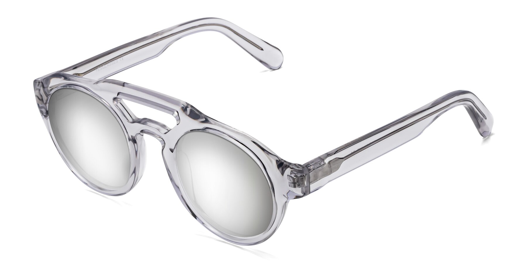Angle of Crown in Light Gray with Silver Mirrored Lenses