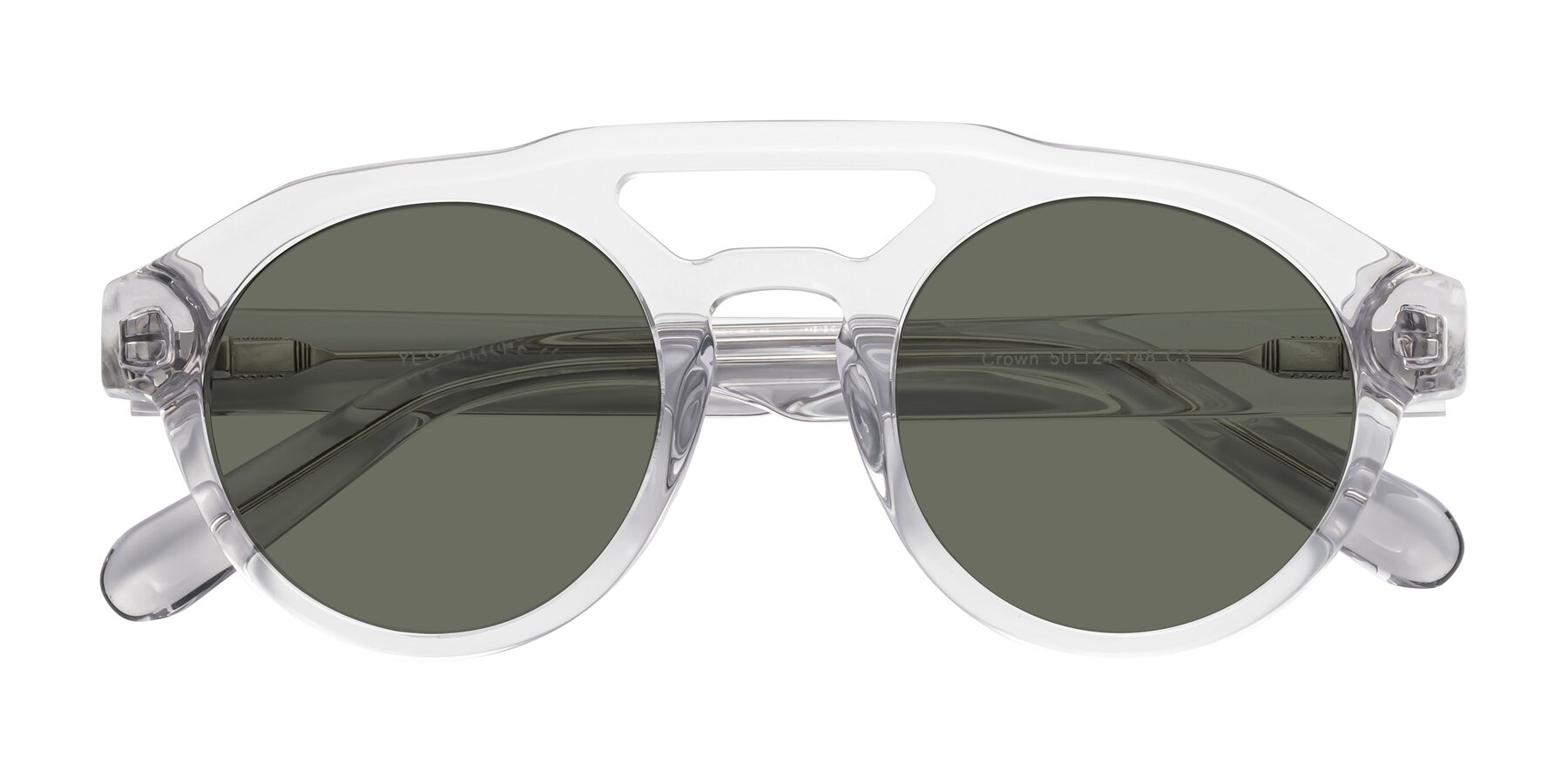 Folded Front of Crown in Light Gray with Gray Polarized Lenses