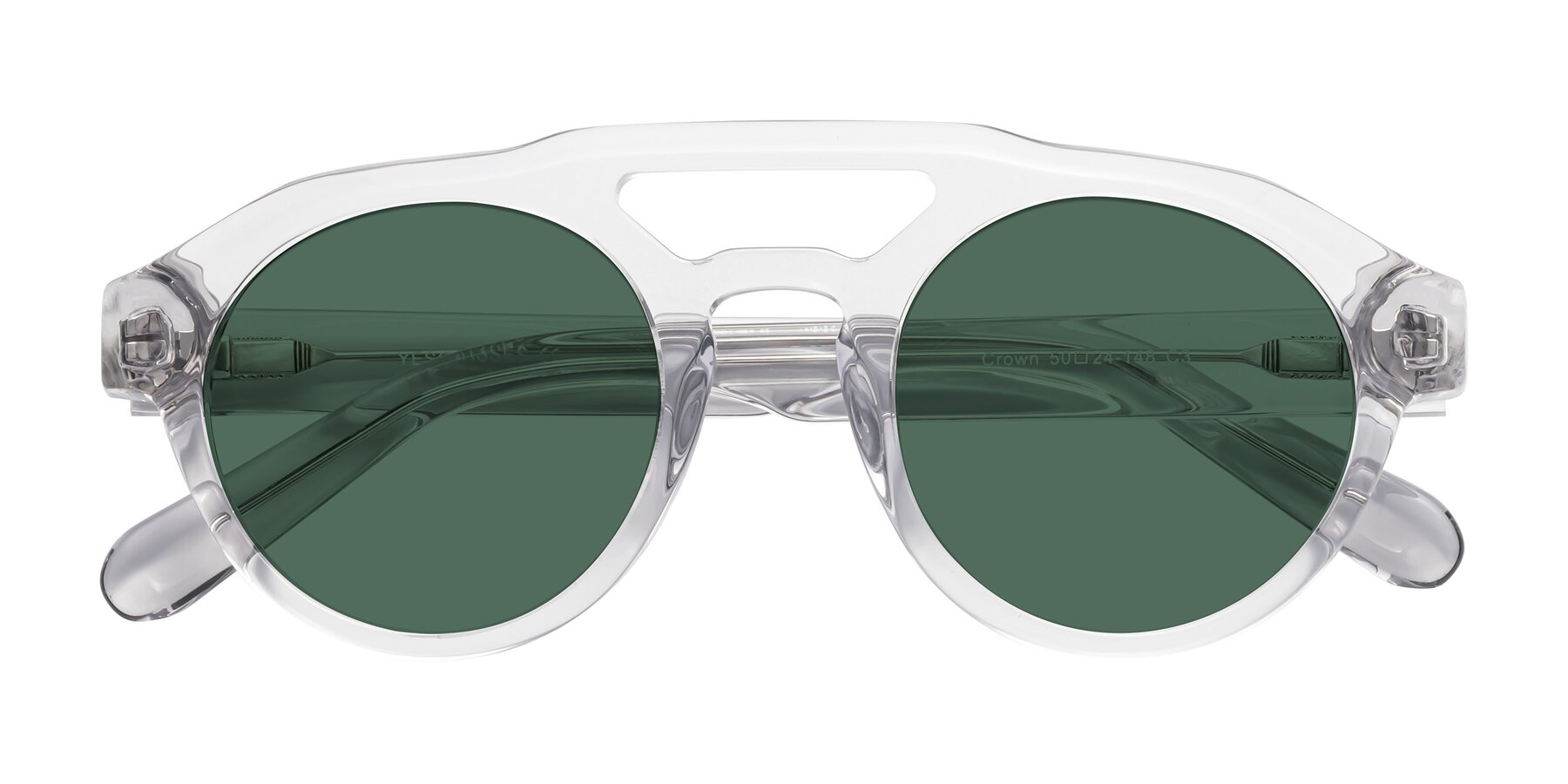 Folded Front of Crown in Light Gray with Green Polarized Lenses