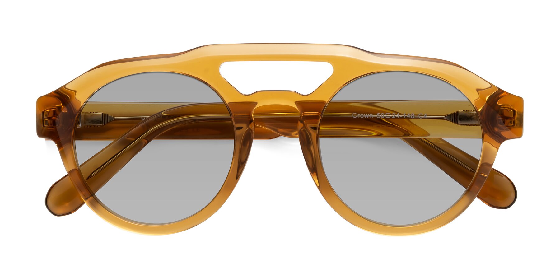 Folded Front of Crown in Amber with Light Gray Tinted Lenses