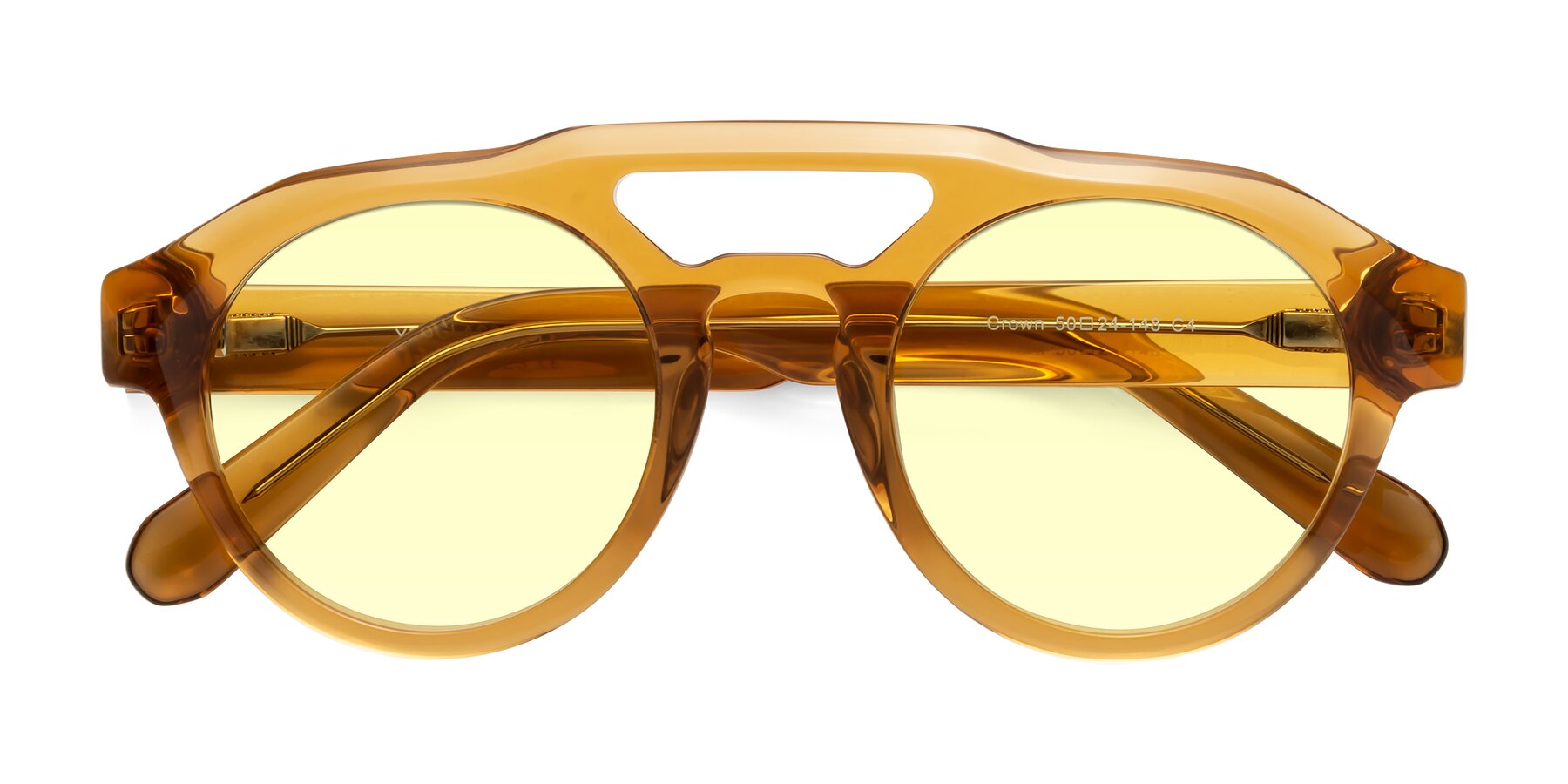 Folded Front of Crown in Amber with Light Yellow Tinted Lenses