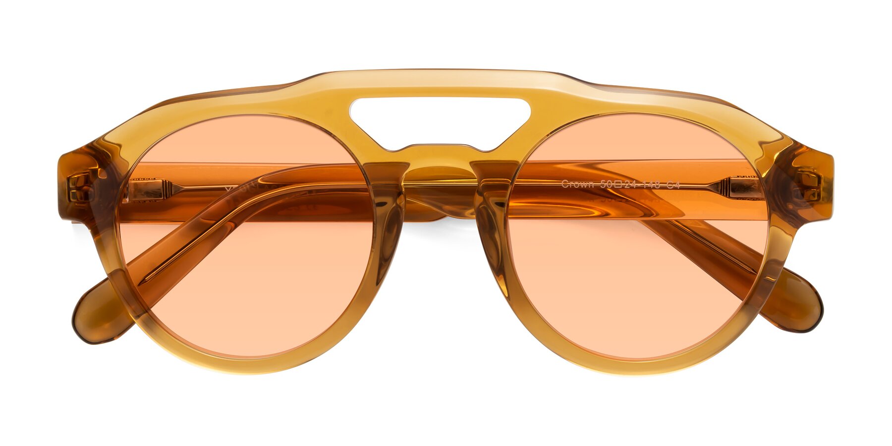 Folded Front of Crown in Amber with Light Orange Tinted Lenses