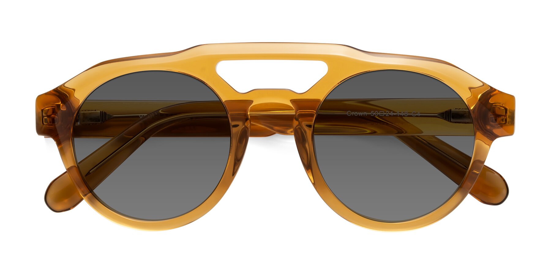 Folded Front of Crown in Amber with Medium Gray Tinted Lenses