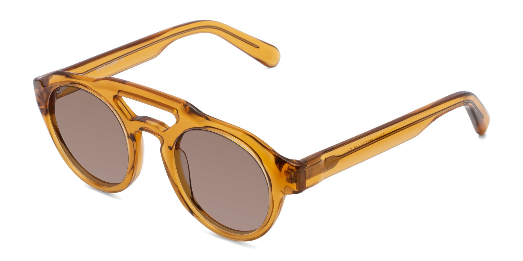 Angle of Crown in Amber with Medium Brown Tinted Lenses