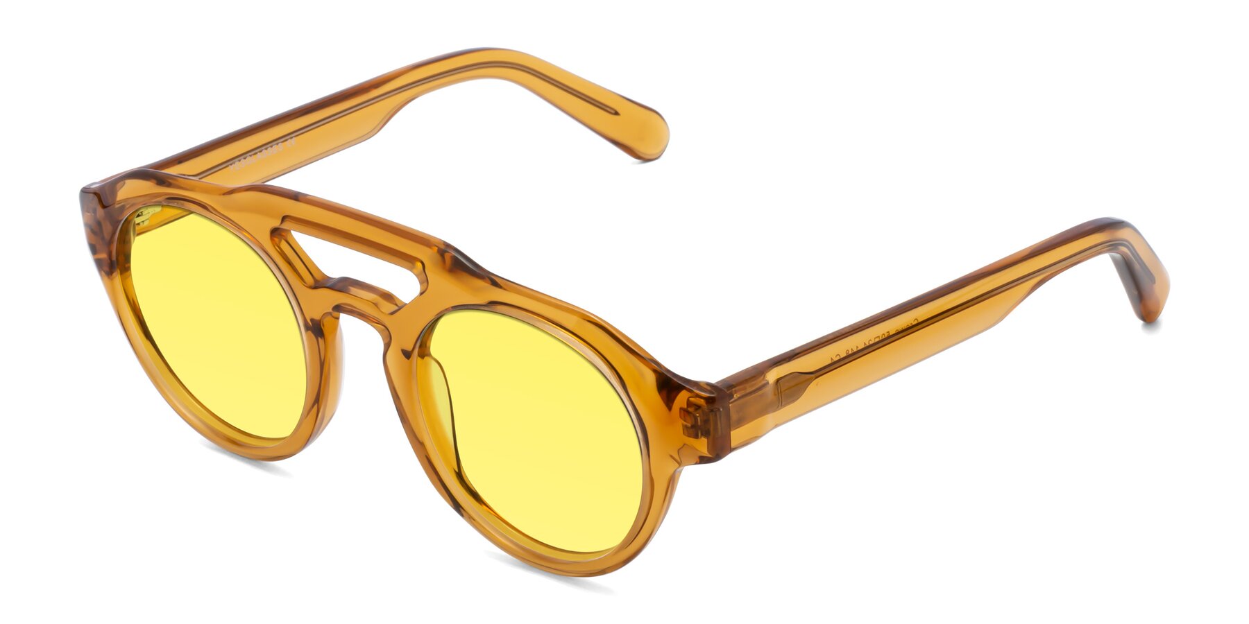 Angle of Crown in Amber with Medium Yellow Tinted Lenses