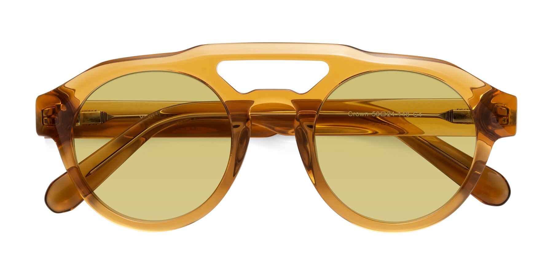 Folded Front of Crown in Amber with Medium Champagne Tinted Lenses