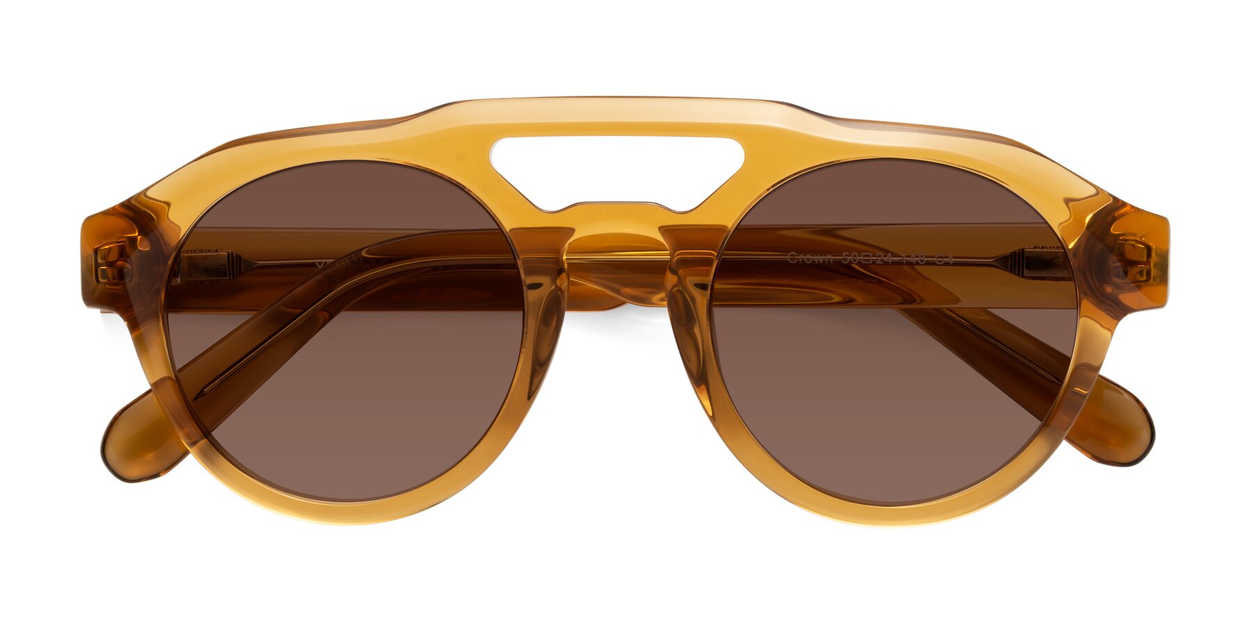 Folded Front of Crown in Amber with Brown Tinted Lenses