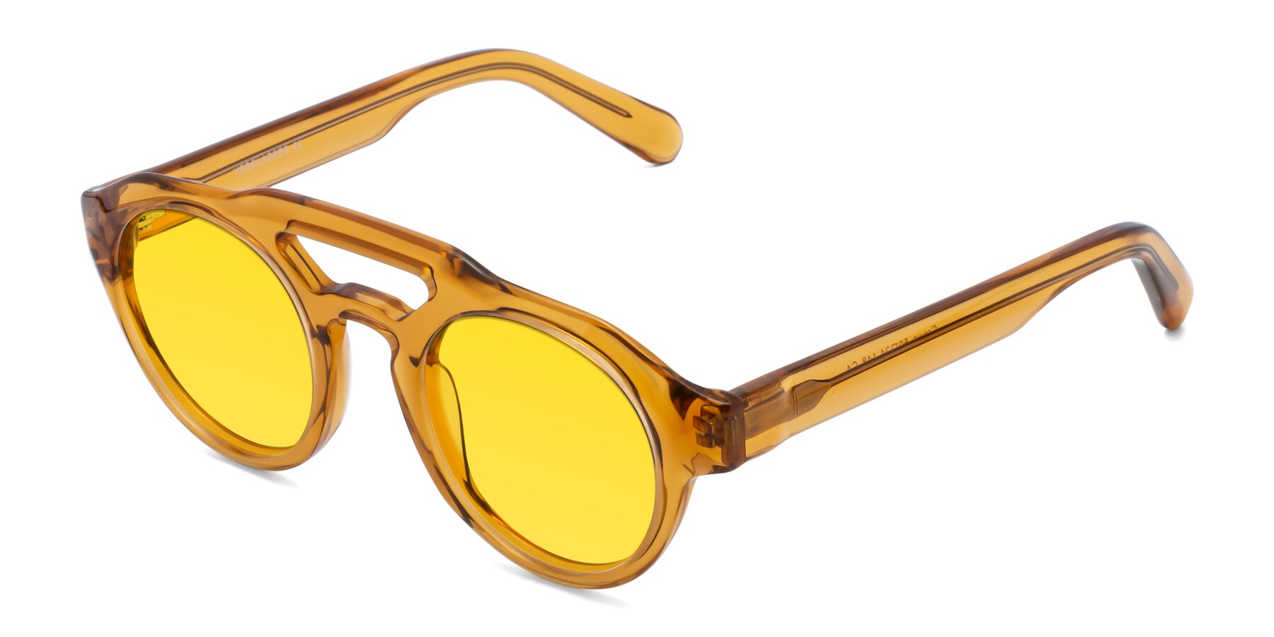 Angle of Crown in Amber with Yellow Tinted Lenses