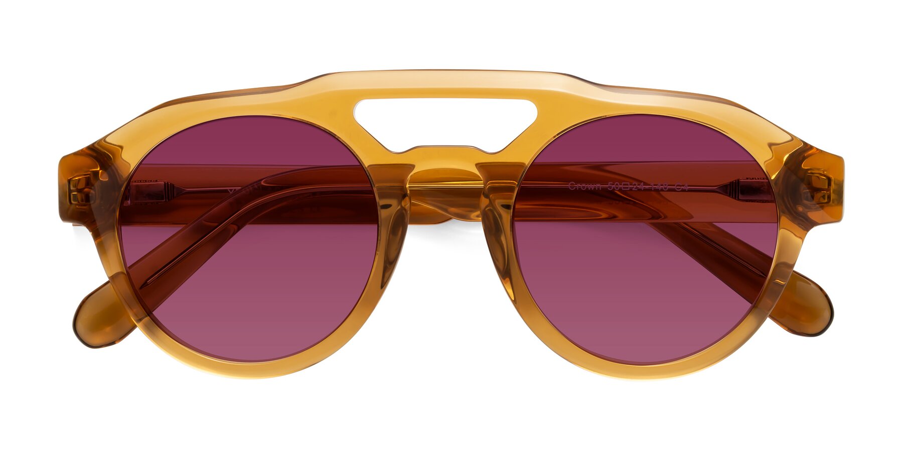 Folded Front of Crown in Amber with Wine Tinted Lenses