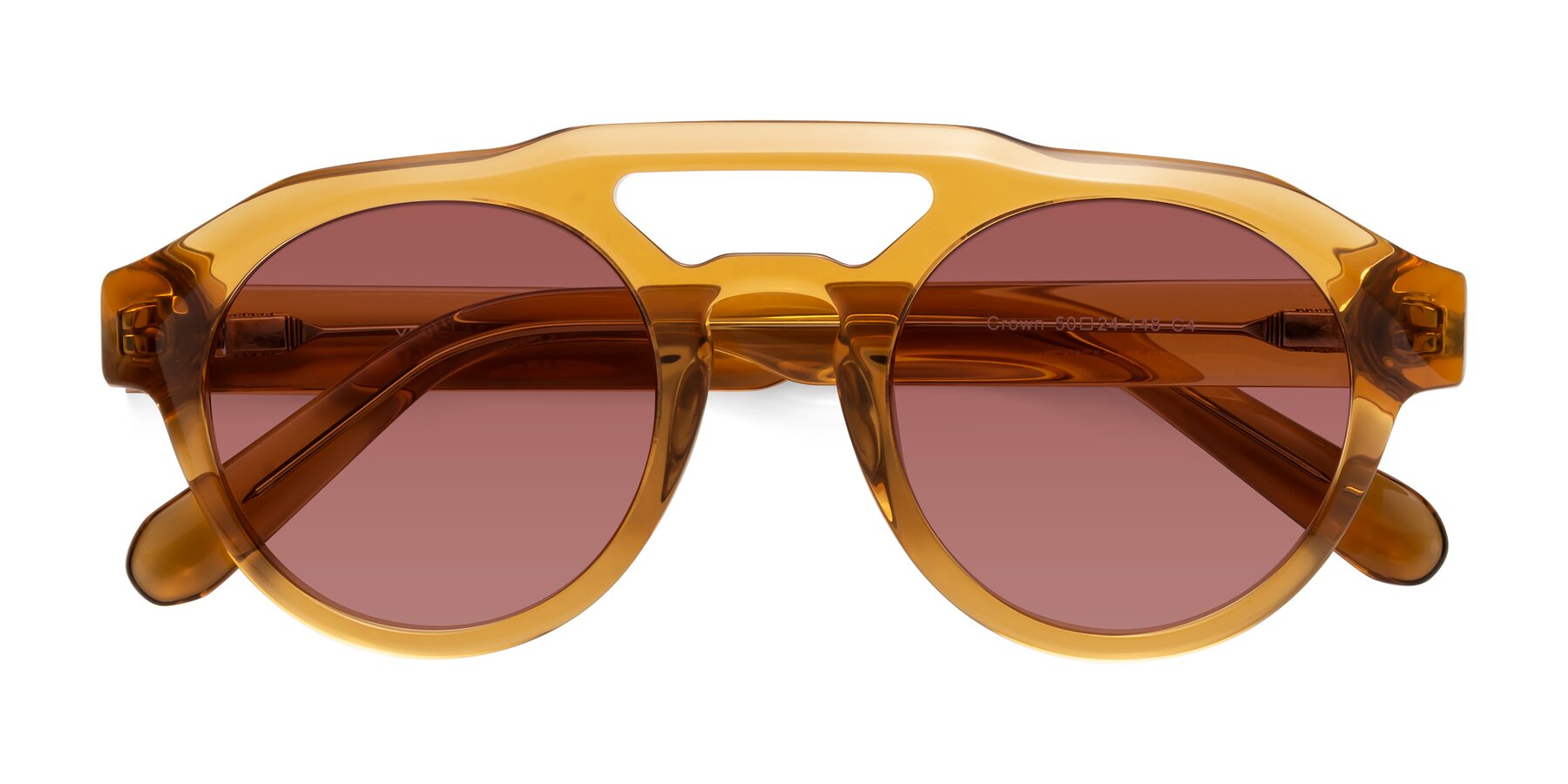 Folded Front of Crown in Amber with Garnet Tinted Lenses