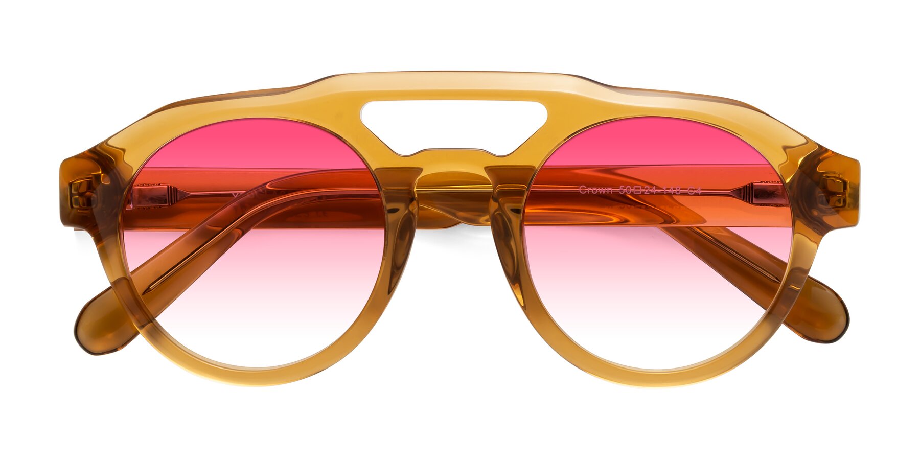 Folded Front of Crown in Amber with Pink Gradient Lenses