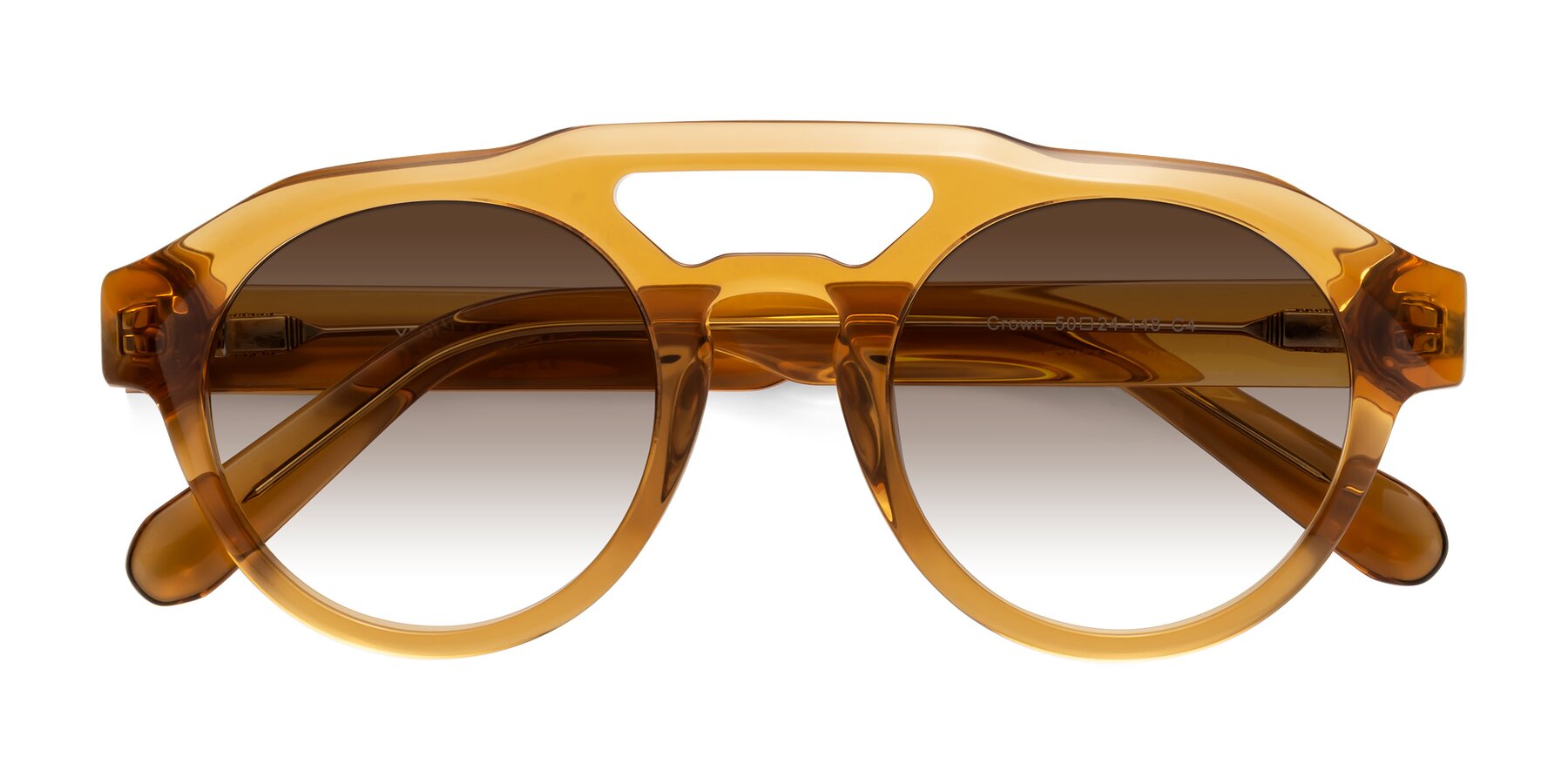 Folded Front of Crown in Amber with Brown Gradient Lenses