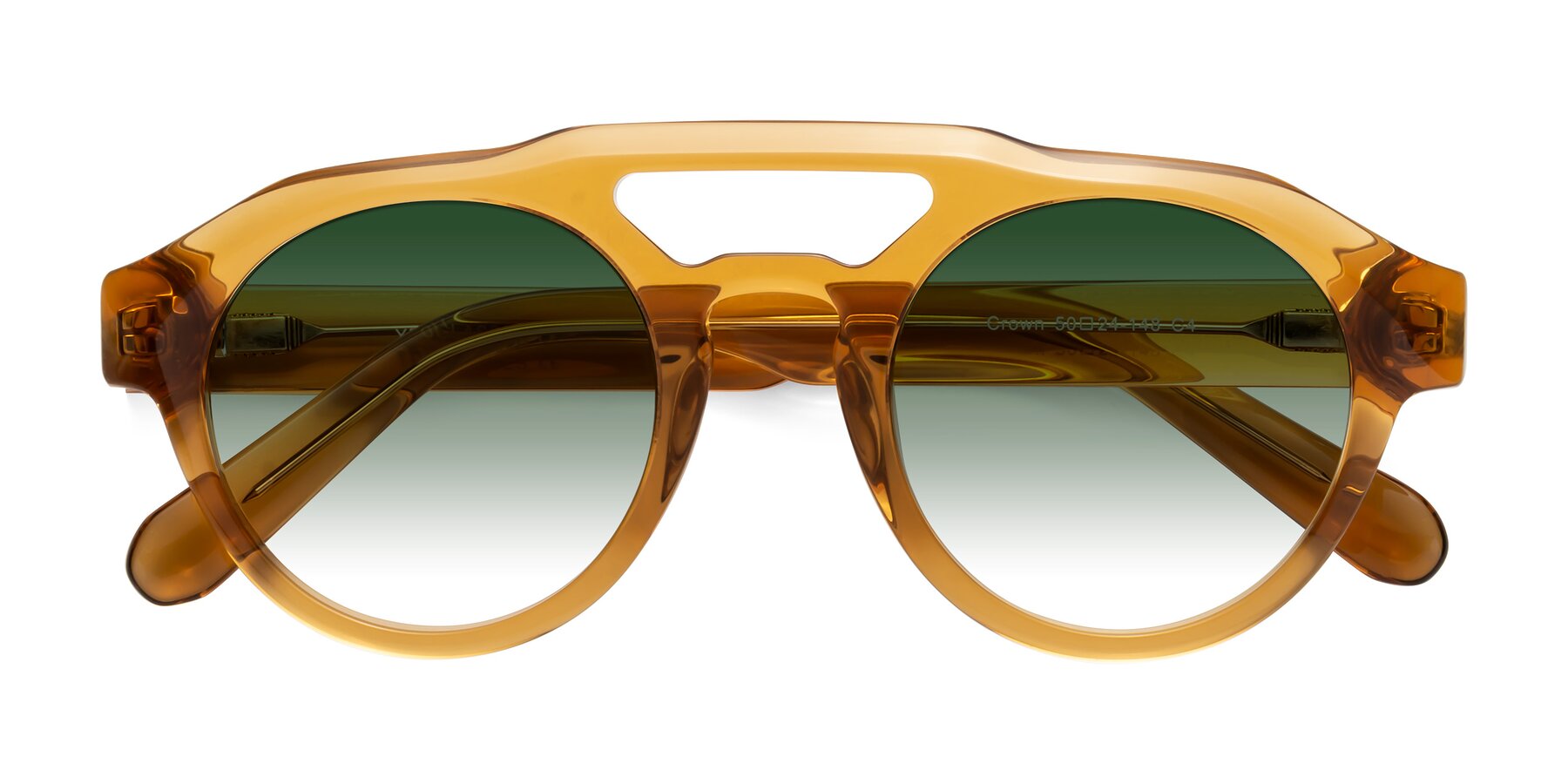Folded Front of Crown in Amber with Green Gradient Lenses