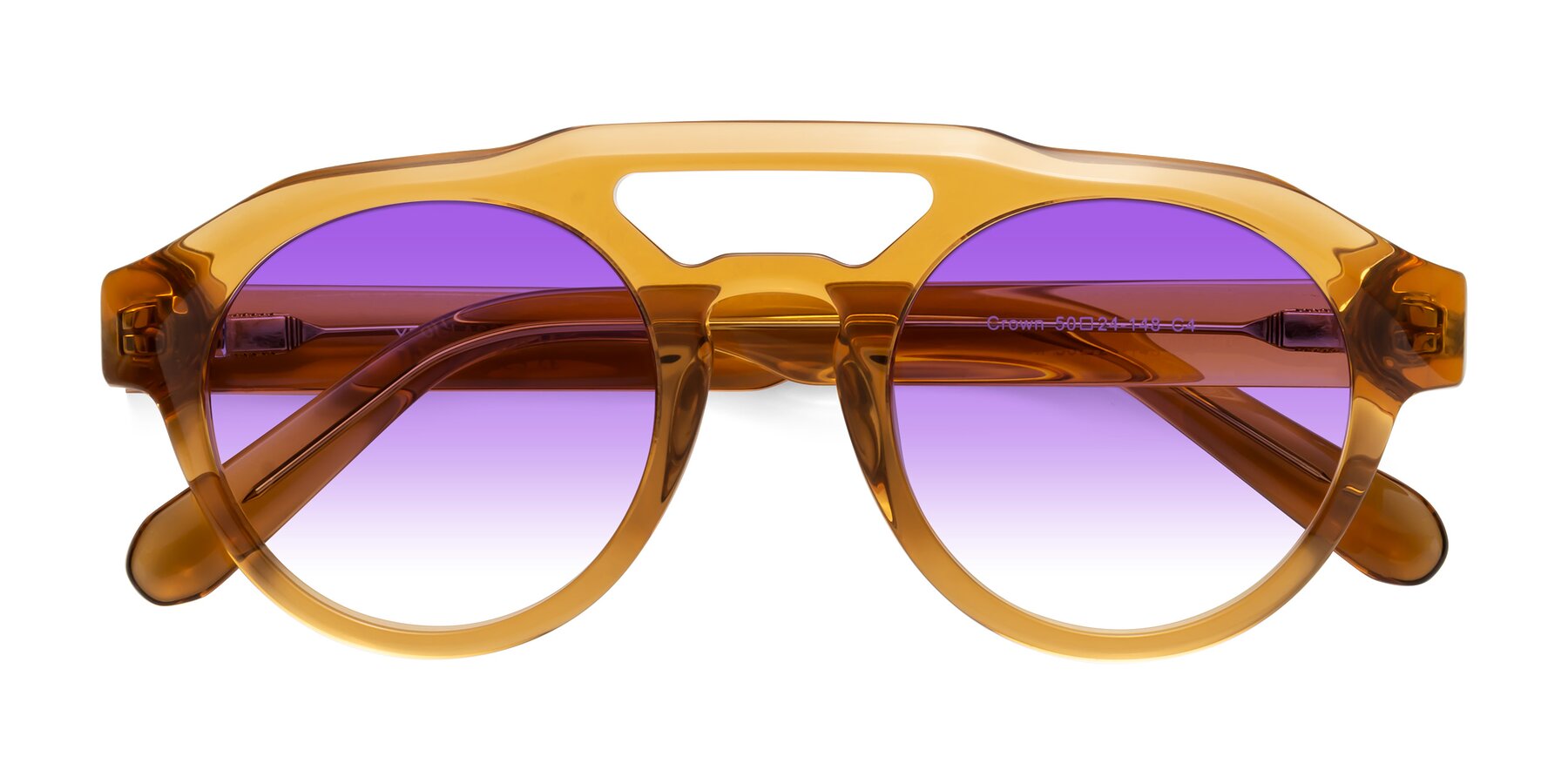 Folded Front of Crown in Amber with Purple Gradient Lenses