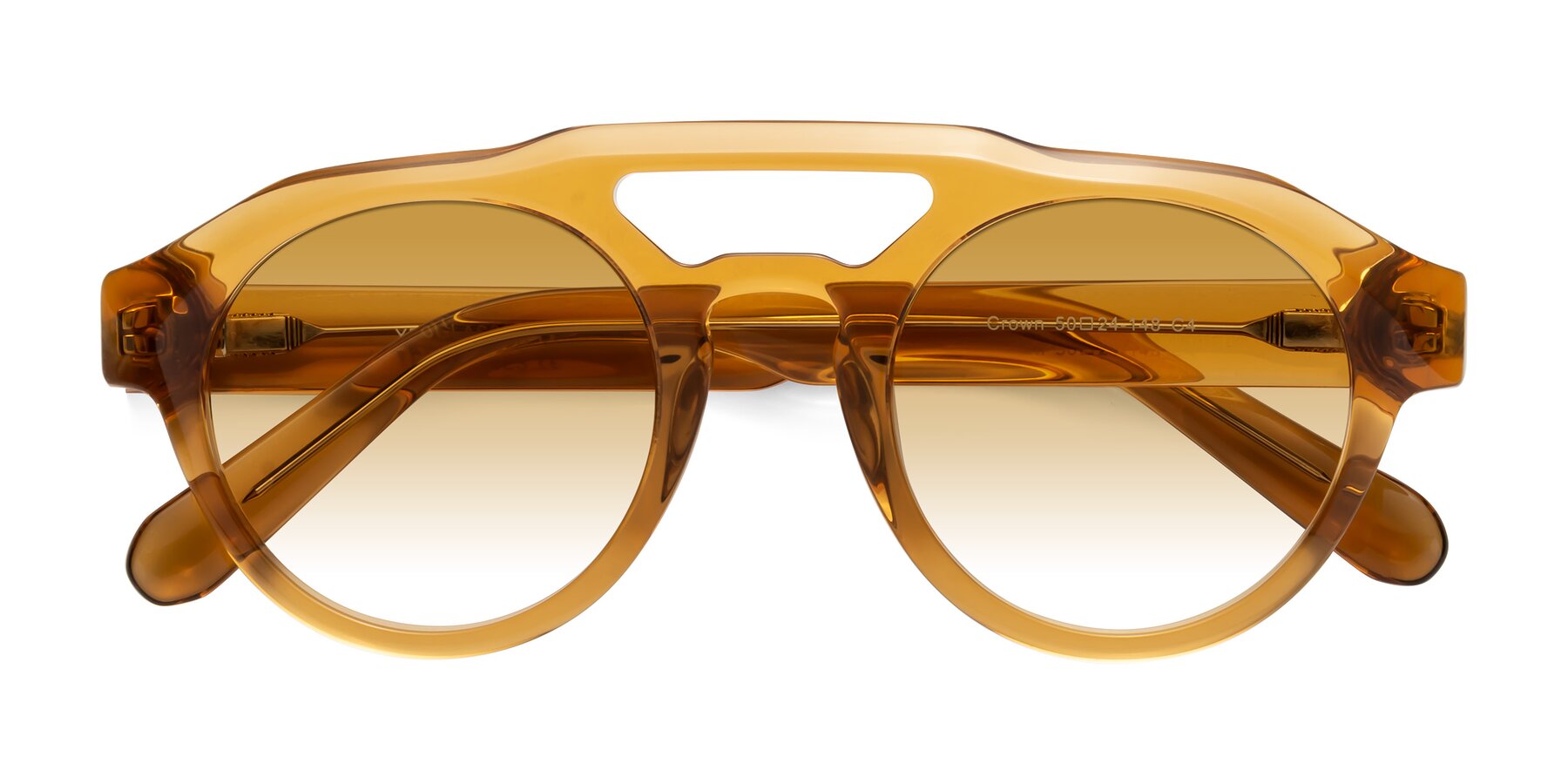 Folded Front of Crown in Amber with Champagne Gradient Lenses