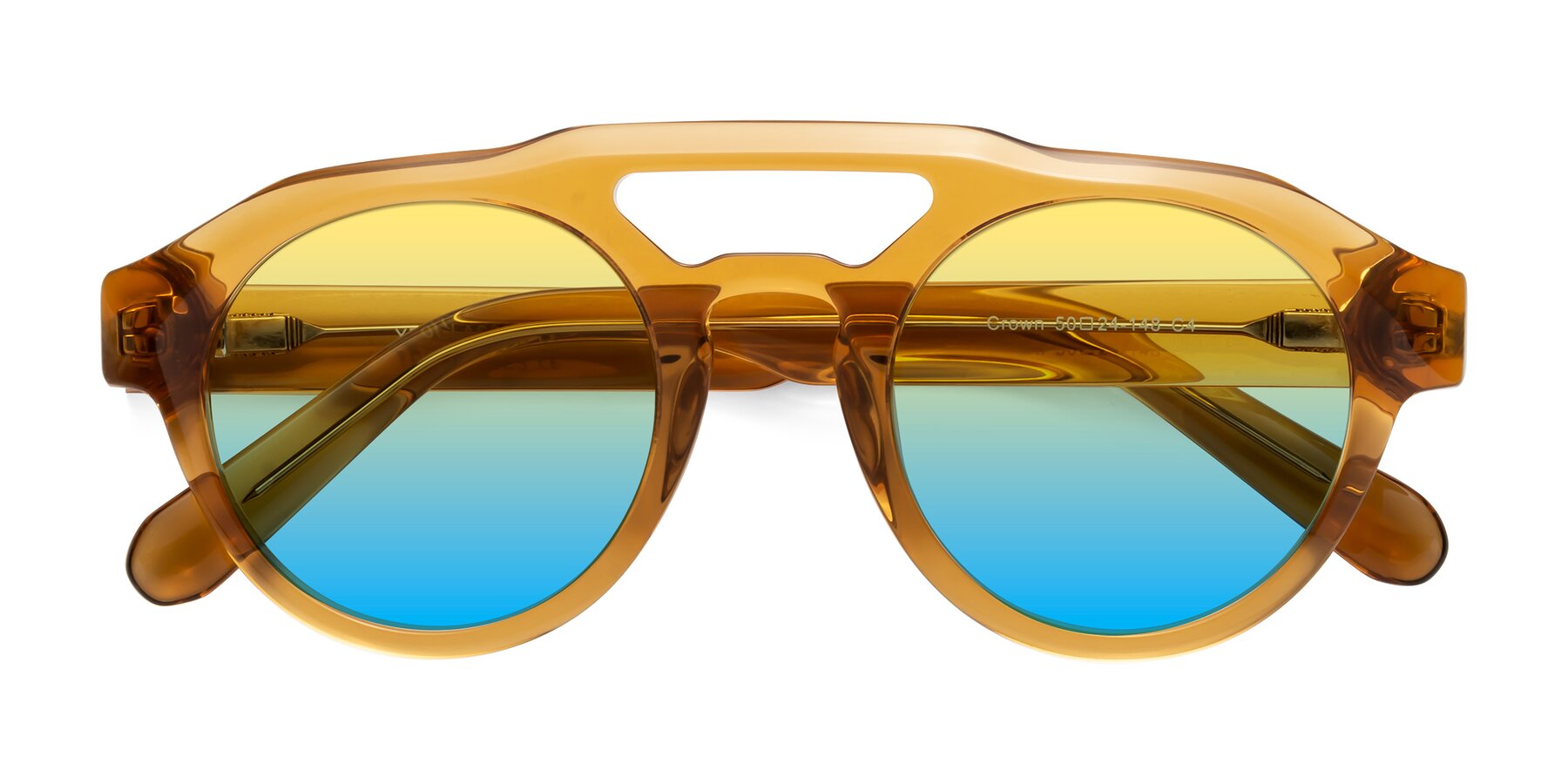 Folded Front of Crown in Amber with Yellow / Blue Gradient Lenses