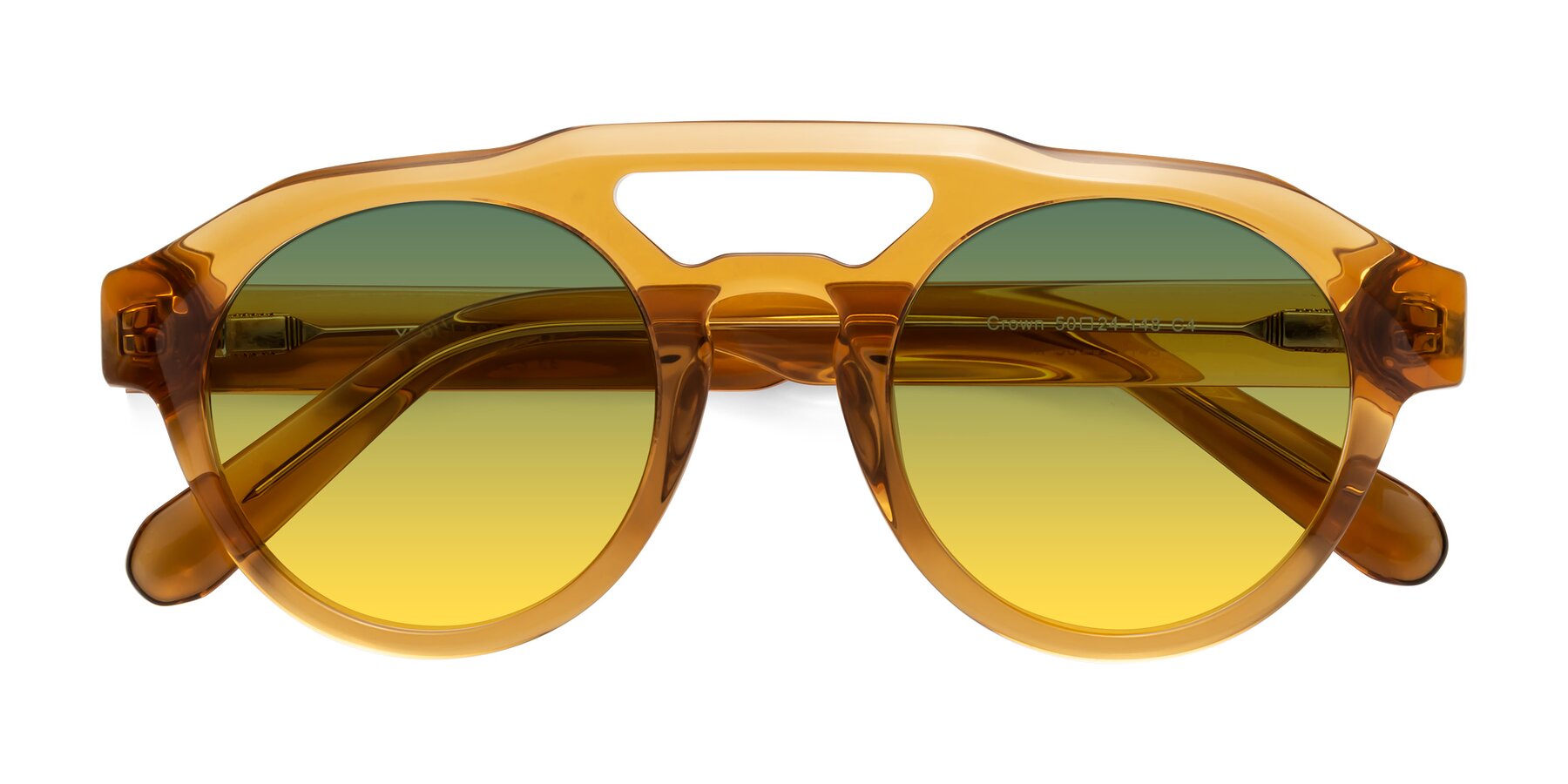 Folded Front of Crown in Amber with Green / Yellow Gradient Lenses