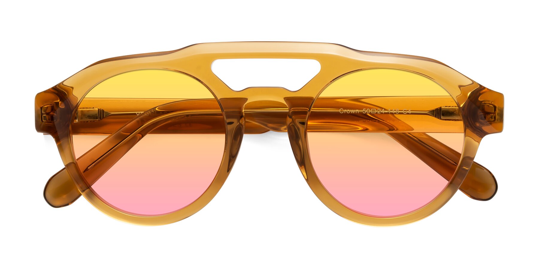 Folded Front of Crown in Amber with Yellow / Pink Gradient Lenses