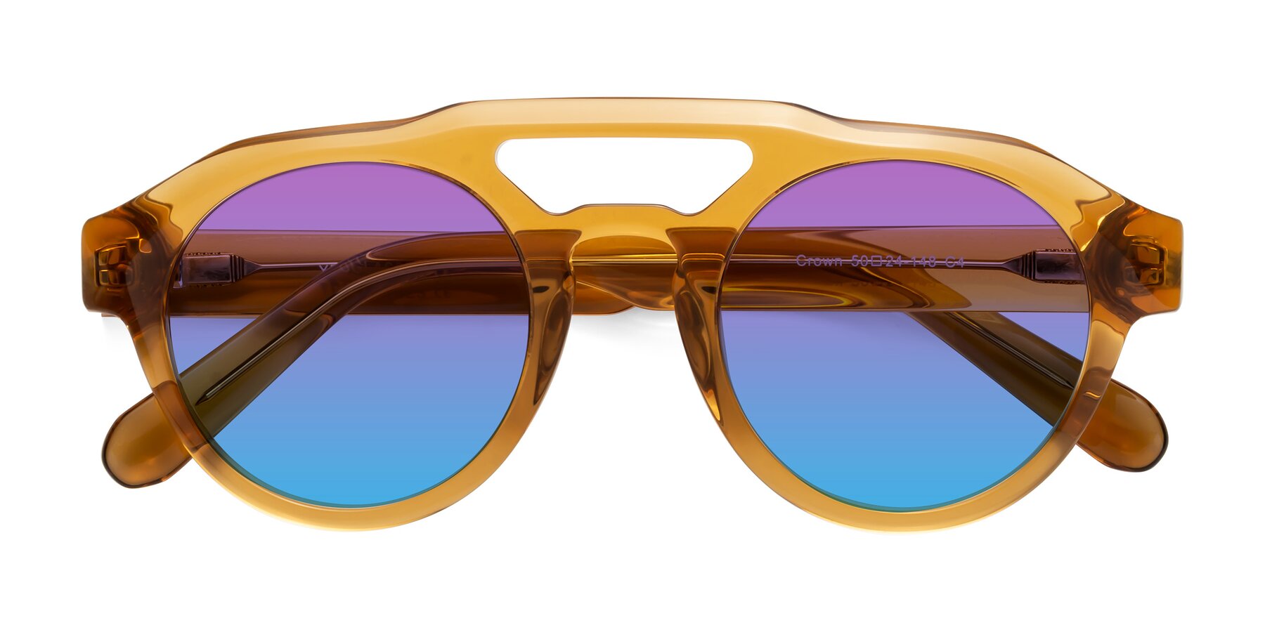 Folded Front of Crown in Amber with Purple / Blue Gradient Lenses