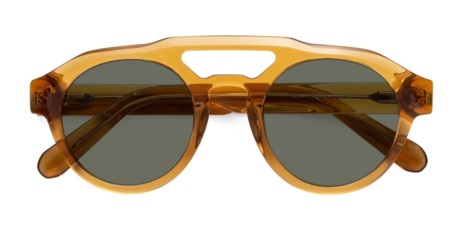 Folded Front of Crown in Amber with Gray Polarized Lenses