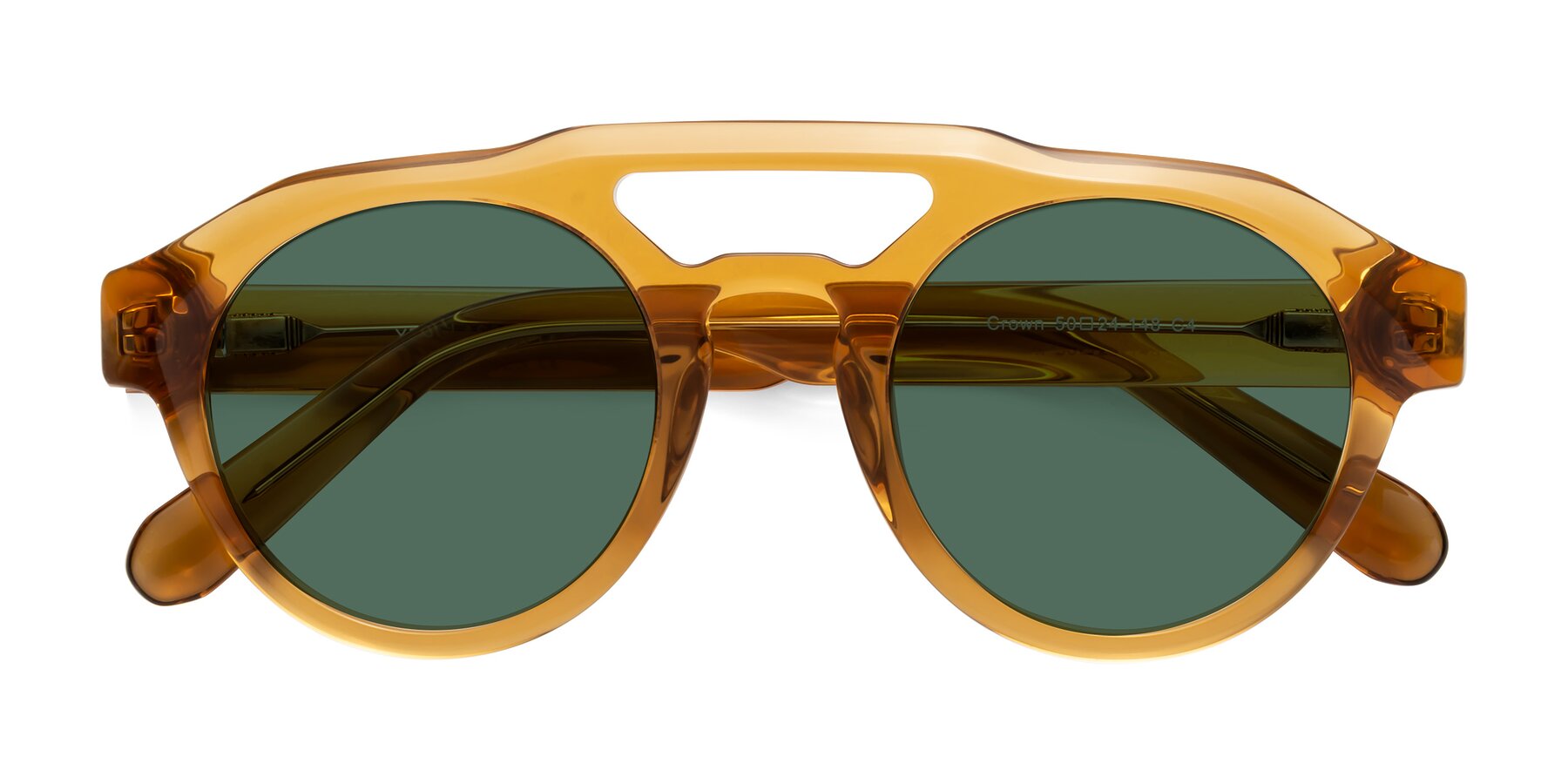 Folded Front of Crown in Amber with Green Polarized Lenses