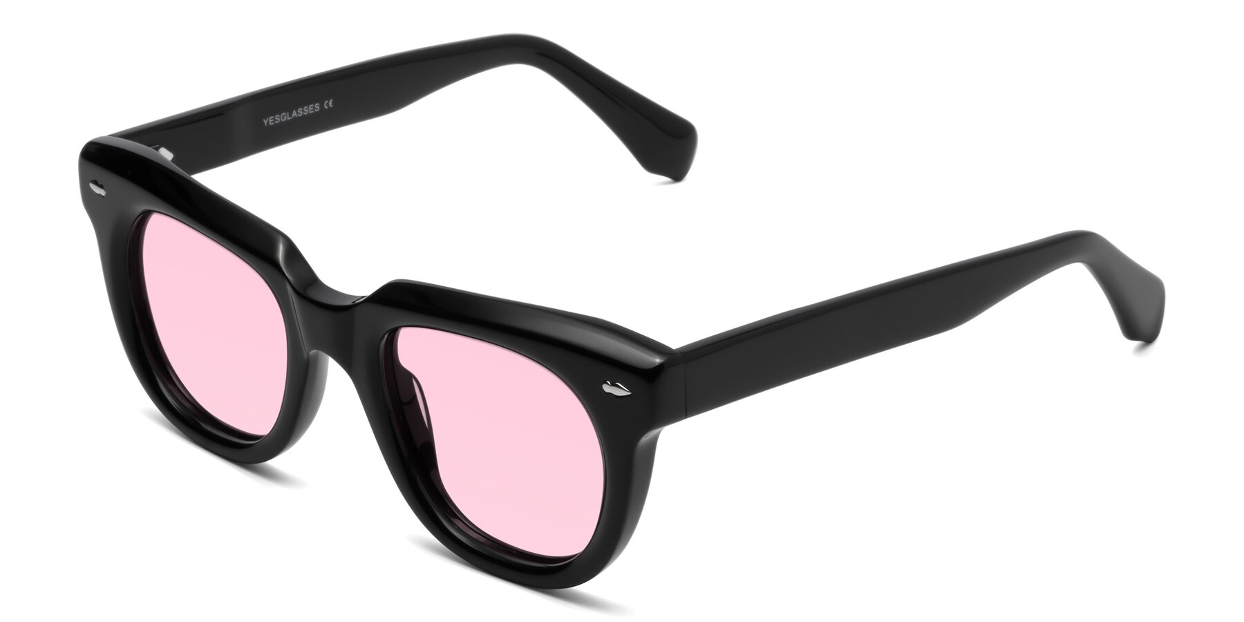 Angle of Davis in Black with Light Pink Tinted Lenses