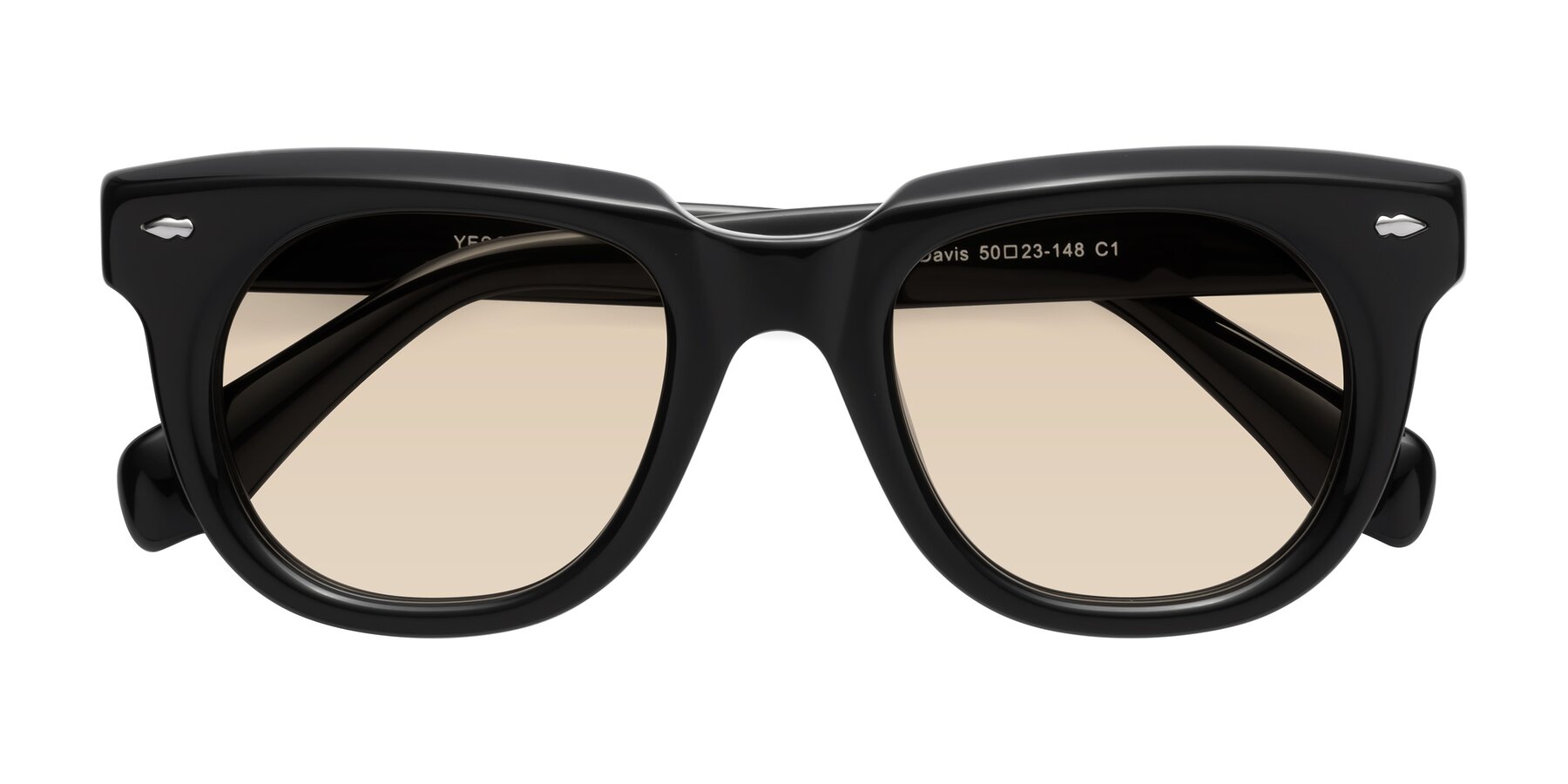 Folded Front of Davis in Black with Light Brown Tinted Lenses