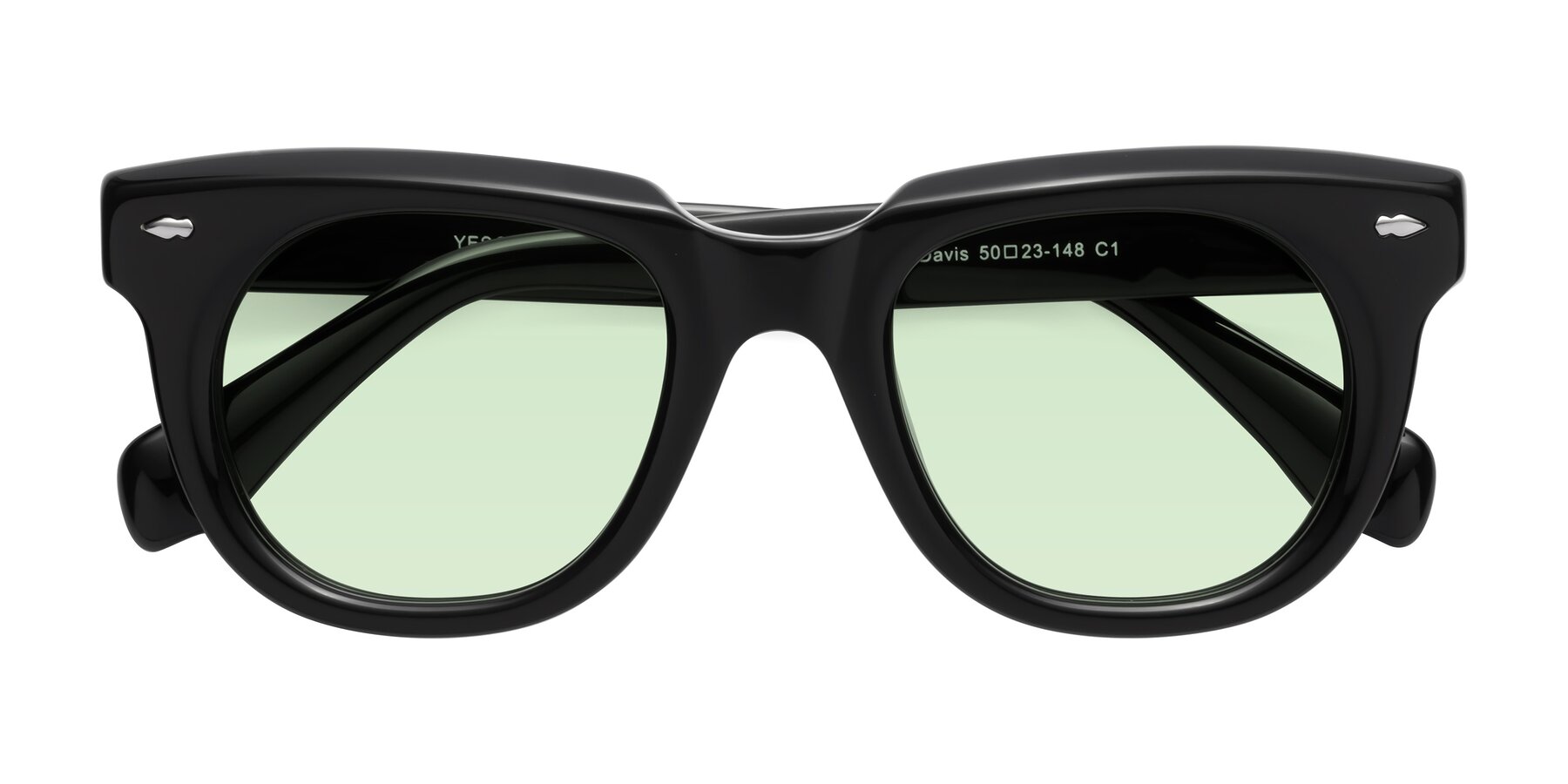 Folded Front of Davis in Black with Light Green Tinted Lenses