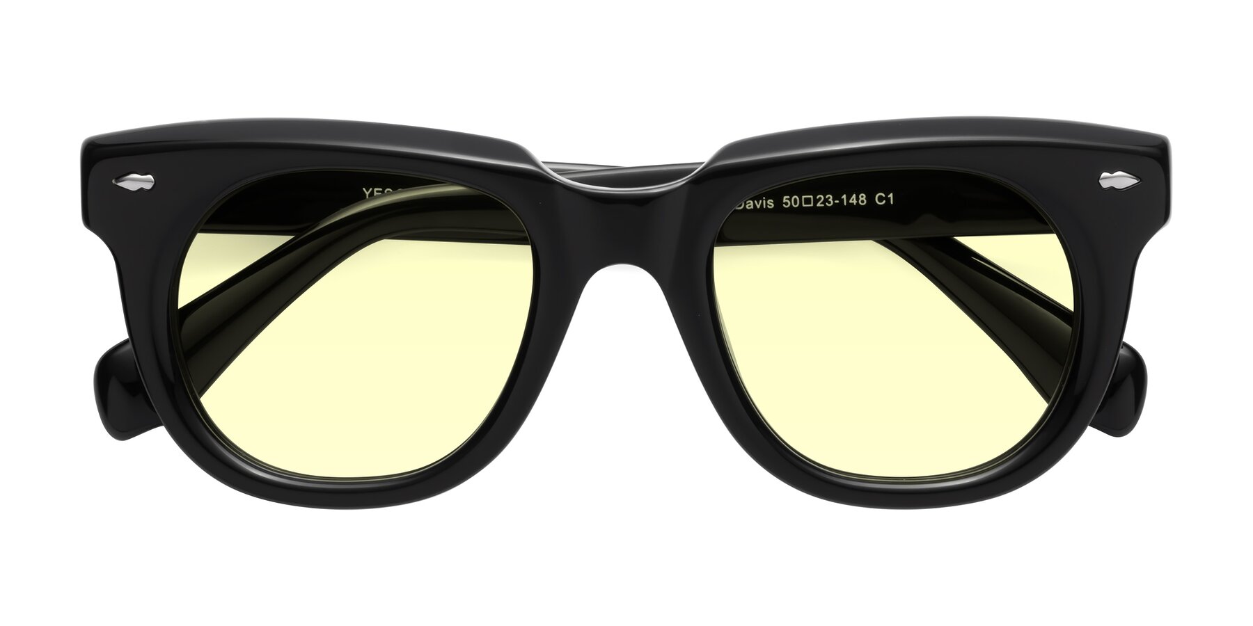 Folded Front of Davis in Black with Light Yellow Tinted Lenses