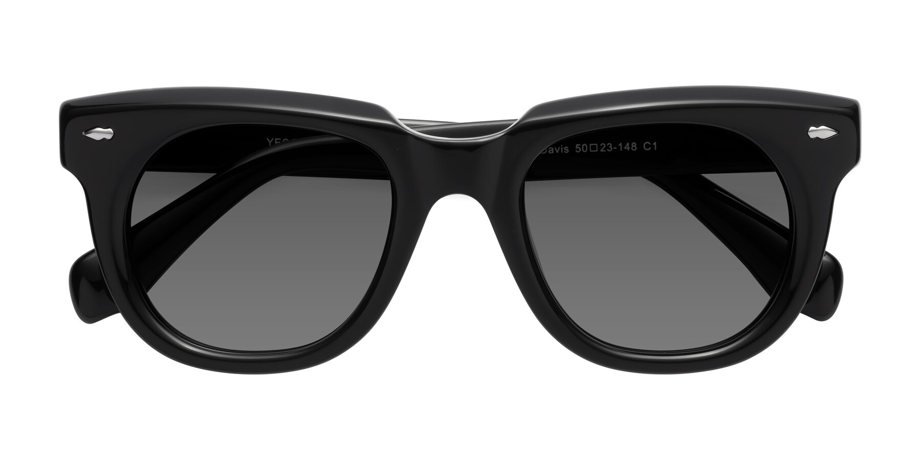 Folded Front of Davis in Black with Medium Gray Tinted Lenses