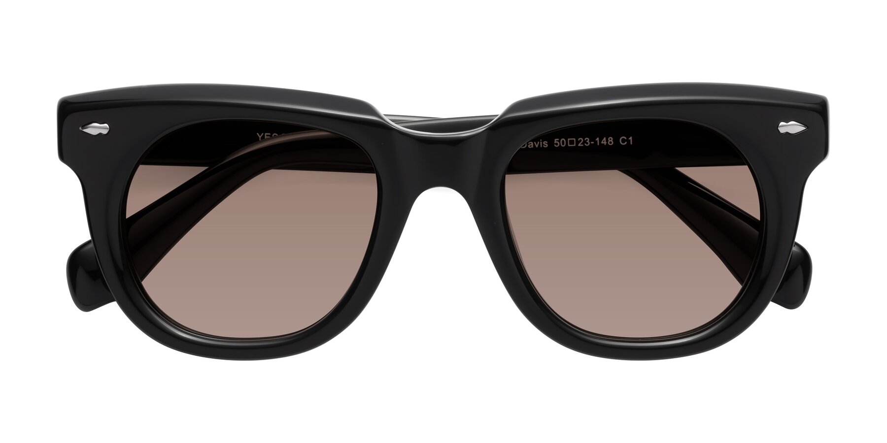 Folded Front of Davis in Black with Medium Brown Tinted Lenses