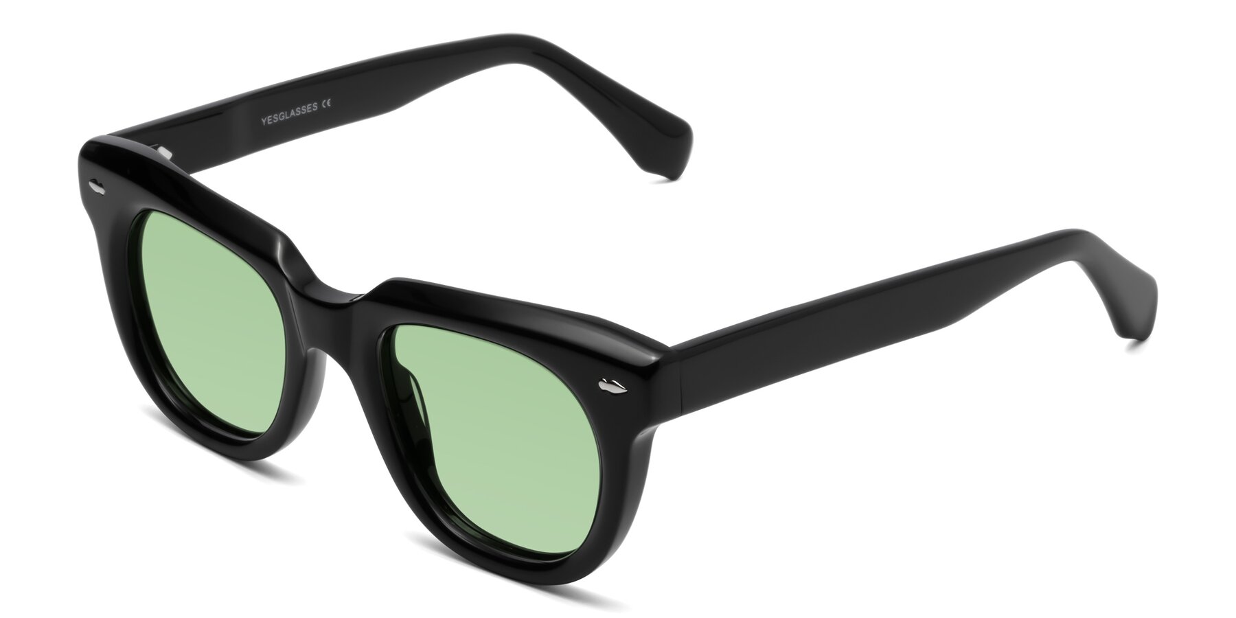 Angle of Davis in Black with Medium Green Tinted Lenses