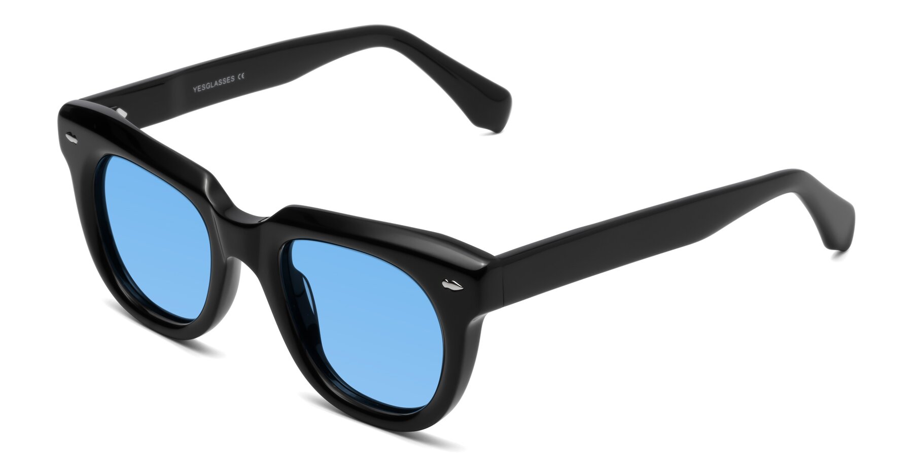 Angle of Davis in Black with Medium Blue Tinted Lenses