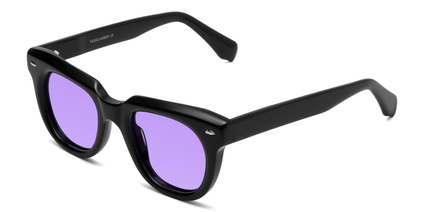 Angle of Davis in Black with Medium Purple Tinted Lenses