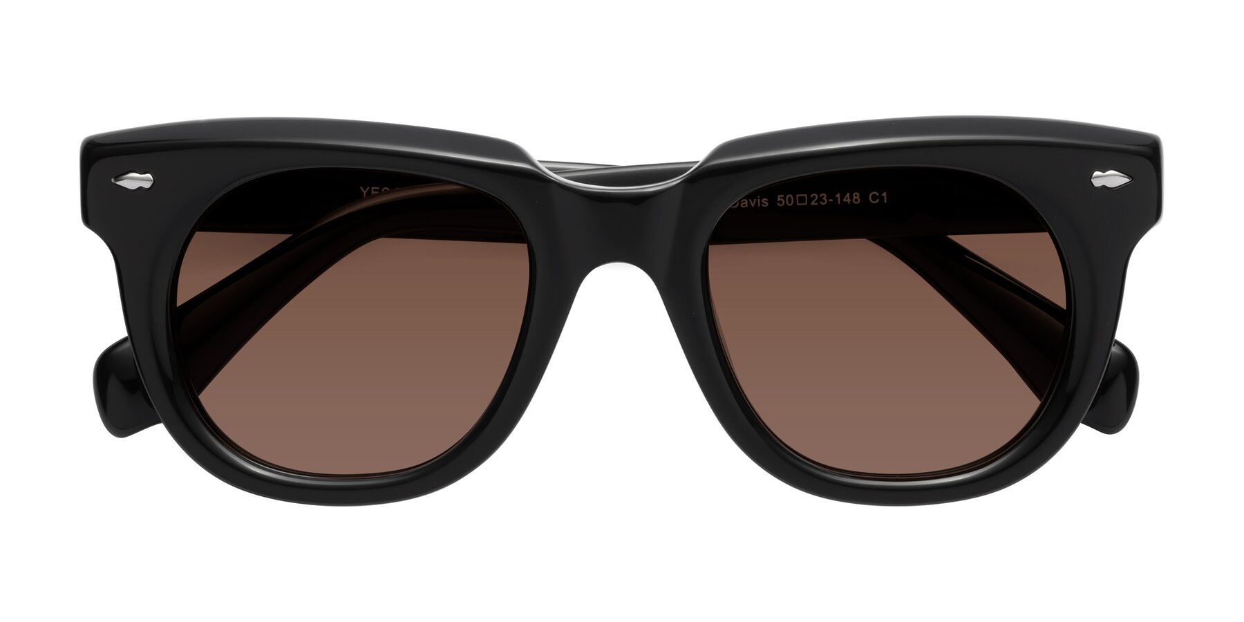 Folded Front of Davis in Black with Brown Tinted Lenses