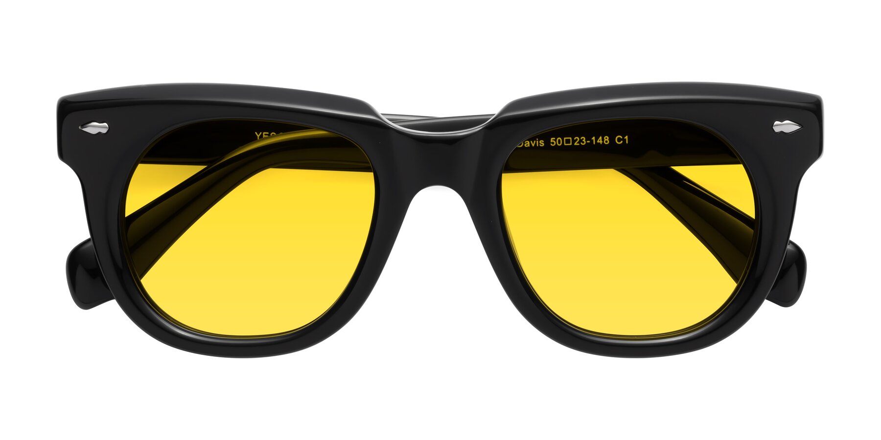 Folded Front of Davis in Black with Yellow Tinted Lenses