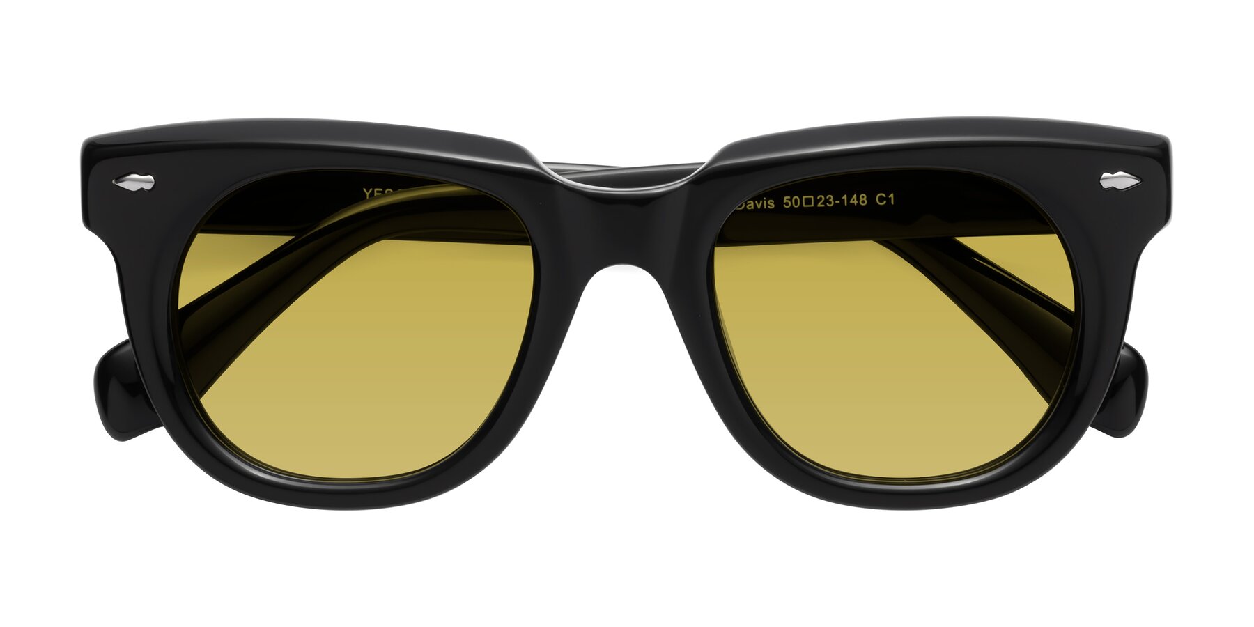 Folded Front of Davis in Black with Champagne Tinted Lenses
