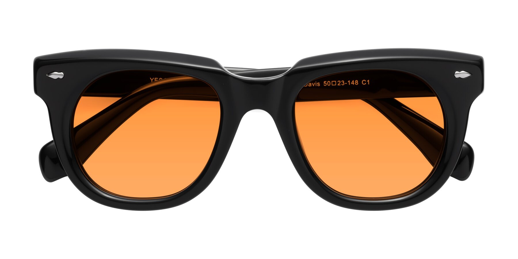 Folded Front of Davis in Black with Orange Tinted Lenses
