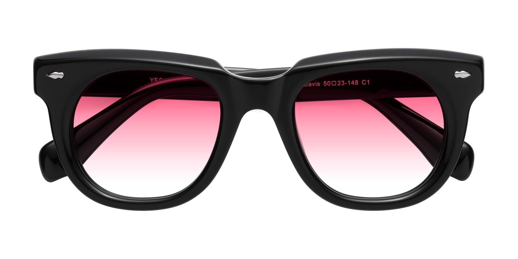 Folded Front of Davis in Black with Pink Gradient Lenses