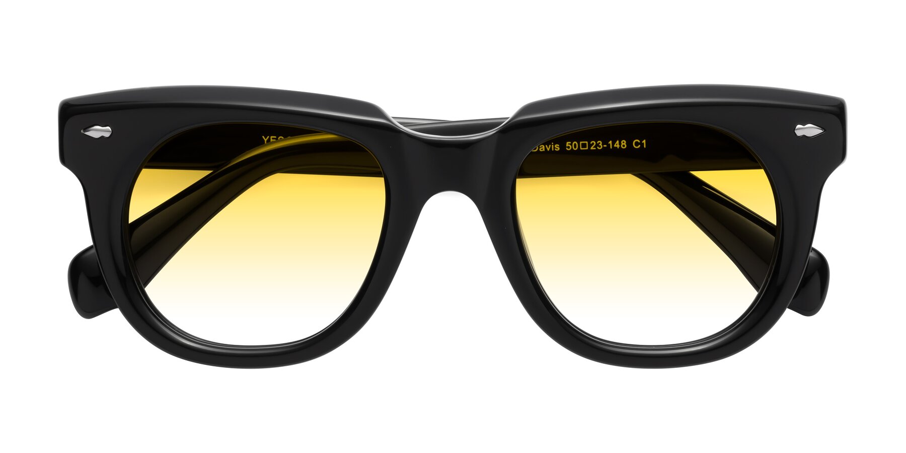 Folded Front of Davis in Black with Yellow Gradient Lenses