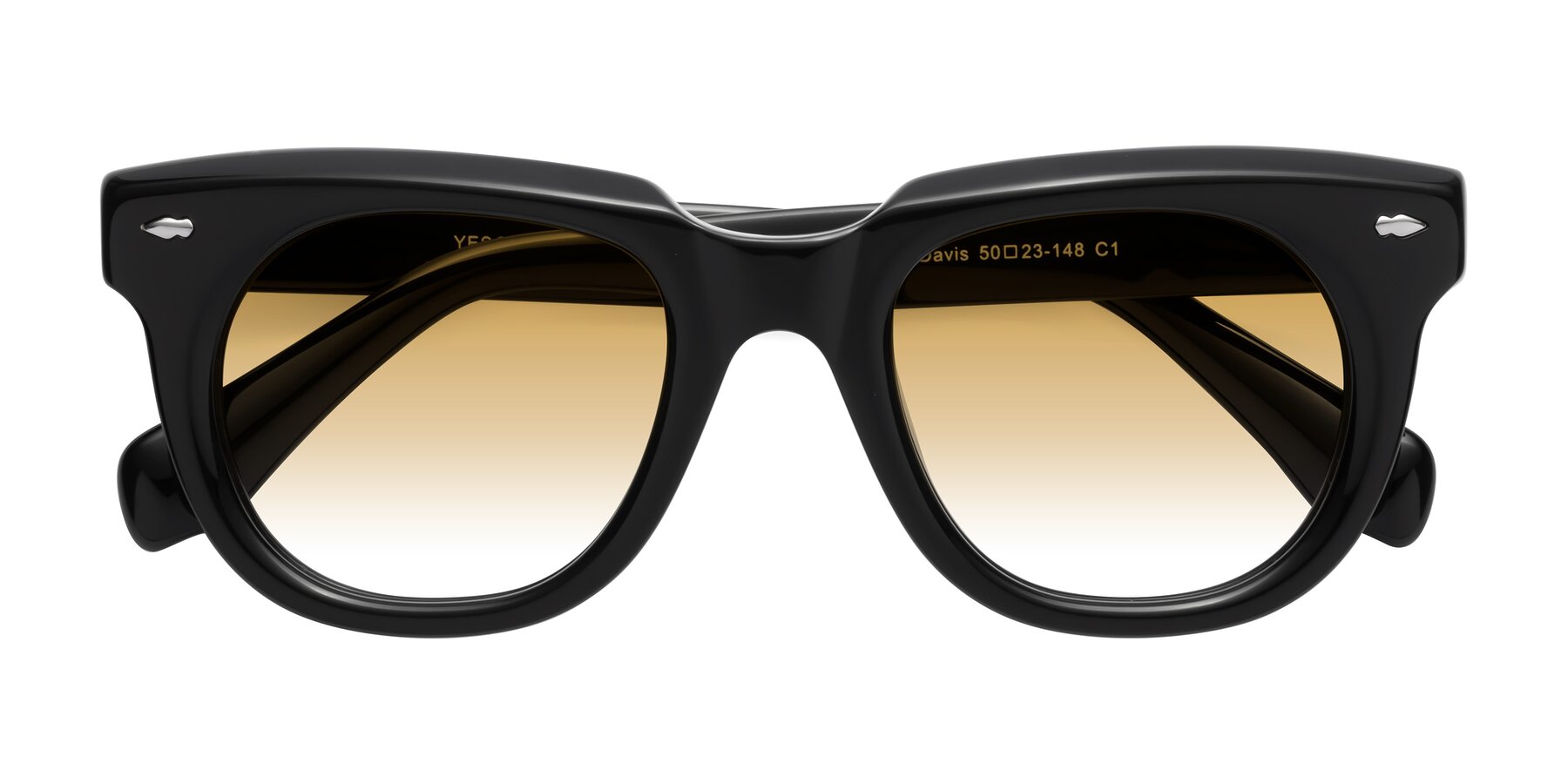 Folded Front of Davis in Black with Champagne Gradient Lenses