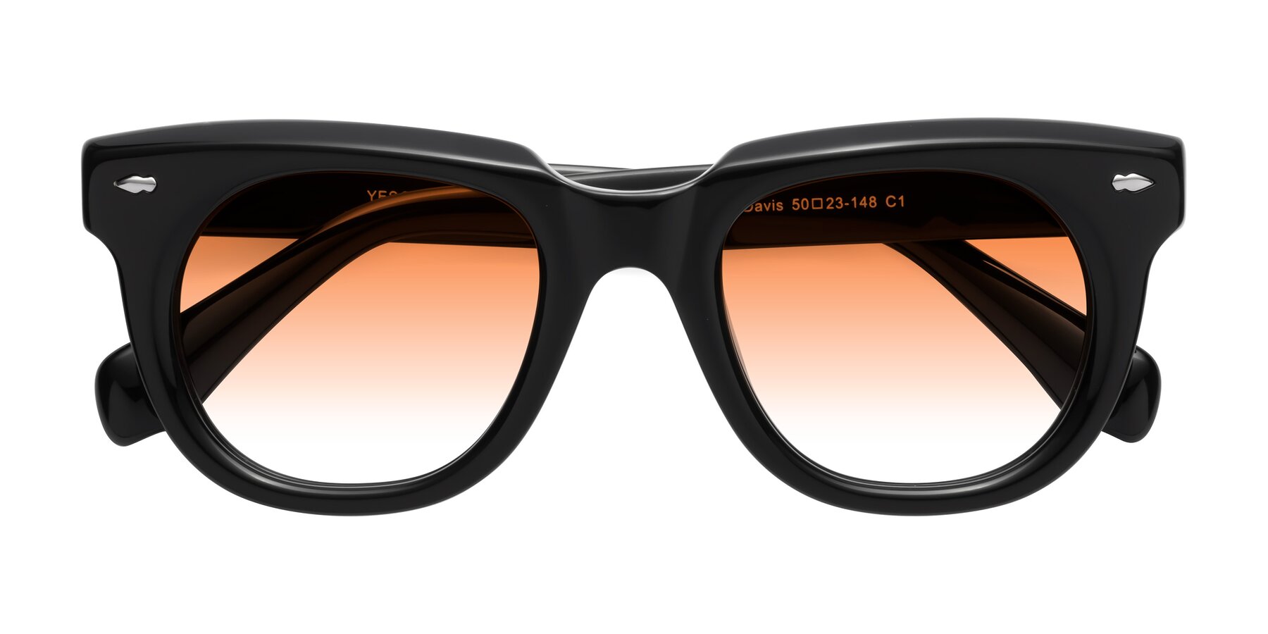 Folded Front of Davis in Black with Orange Gradient Lenses