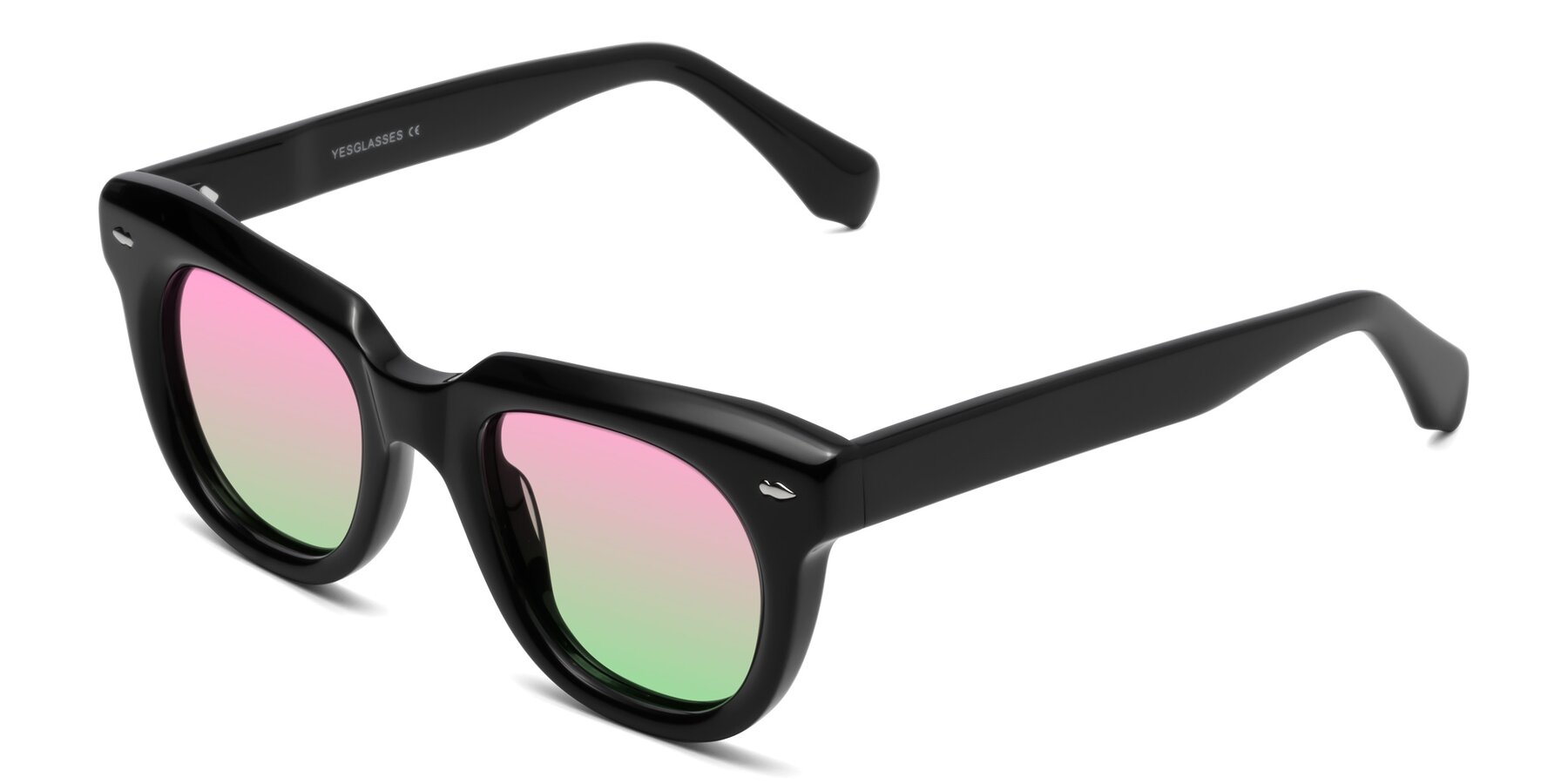 Angle of Davis in Black with Pink / Green Gradient Lenses