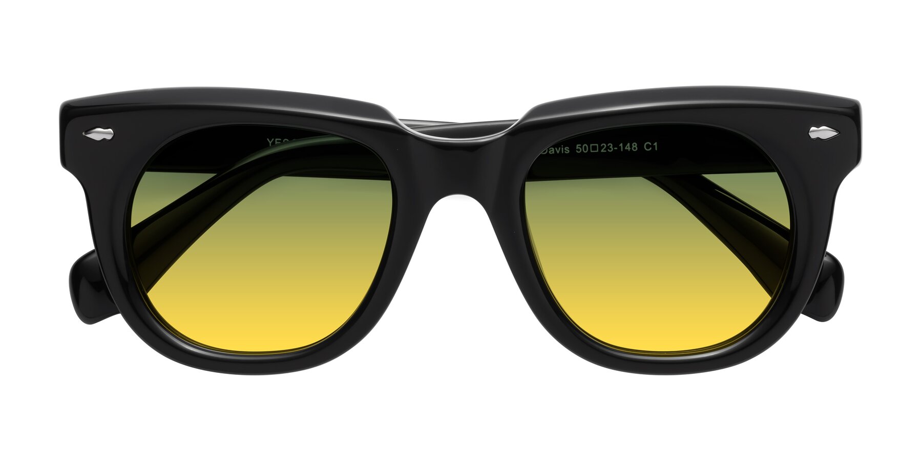 Folded Front of Davis in Black with Green / Yellow Gradient Lenses